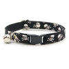 Cat Collar - "Misfit" - Black Pirate Skull Cat Collar / Halloween, Biker, Cool / Breakaway Buckle or Non-Breakaway / Cat, Kitten + Small Dog Sizes