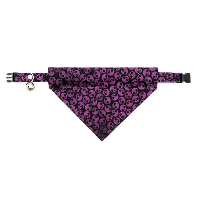 Cat Collar - "Lydia" - Dark Purple Skull Cat Collar / Goth, Edgy, Witchy / Breakaway Buckle or Non-Breakaway / Cat, Kitten + Small Dog Sizes