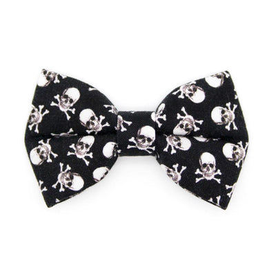 Bow Tie Cat Collar Set - "Misfit" - Black Pirate Skull Cat Collar with Bow Tie / Halloween, Biker, Edgy, Cool / Cat, Kitten, Small Dog Sizes