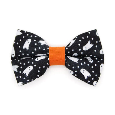 Bow Tie Cat Collar Set - "Chasing Ghosts" - Halloween Black Ghost Cat Collar with Bow Tie / Cat, Kitten, Small Dog Sizes