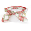 Cat Collar and Bunny Ear Bow Set - "Aspen" - Ivory & Red Holiday Plaid Cat Collar w/ Matching Bunny Bow Tie / Christmas / Cat, Kitten + Small Dog Sizes