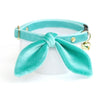 Cat Collar and Bunny Ear Bow Set - "Velvet - Seafoam" - Turquoise / Robin's Egg Mint Velvet Cat Collar w/ Matching Bunny Bow Tie / Wedding + Birthday / Cat, Kitten + Small Dog Sizes