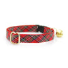 Cat Collar and Bunny Ear Bow Set - "Hearthside" - Red Tartan Holiday Plaid Cat Collar w/ Matching Bunny Bow Tie / Christmas / Cat, Kitten + Small Dog Sizes