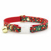 Cat Collar and Bunny Ear Bow Set - "Joy" - Gold Metallic Dots on Green & Red Holiday Cat Collar w/ Matching Bunny Bow Tie / Christmas / Cat, Kitten + Small Dog Sizes