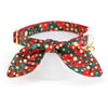 Cat Collar and Bunny Ear Bow Set - "Joy" - Gold Metallic Dots on Green & Red Holiday Cat Collar w/ Matching Bunny Bow Tie / Christmas / Cat, Kitten + Small Dog Sizes