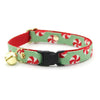 Cat Collar and Bunny Ear Bow Set - "Peppermint Twist" - Christmas Red & Green Holiday Cat Collar w/ Matching Bunny Bow Tie / Cat, Kitten + Small Dog Sizes