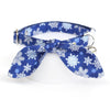 Cat Collar and Bunny Ear Bow Set - "Shimmering Snowflakes - Blue" - Silver & Blue Winter Holiday Cat Collar w/ Matching Bunny Bow Tie / Solstice / Cat, Kitten + Small Dog Sizes