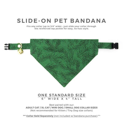 Cat Bandana - "Cedar Lodge" - Woodland Pine Forest Green Bandana for Cat + Small Dog / Christmas, Holiday, Winter, Nature / Slide-On Over the Collar Bandana