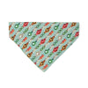 Holiday Cat Bandana - "Glittering Garland" - Mint Vintage Christmas Bandana for Cat + Small Dog / Slide-On Over the Collar Bandana