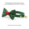 Holiday Cat Bow Tie - "Cedar Lodge" - Forest Pine Green Bow Tie for Cat / Christmas Tree / Cat + Small Dog Bowtie