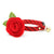 Cat Collar + Flower Set - "Festive Cranberry" - Red Striped Christmas Cat Collar w/ Scarlet Red Felt Flower (Detachable) / Cat, Kitten + Small Dog Sizes