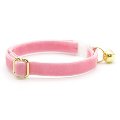 Cat Collar + Flower Set - "Velvet - Ballet Pink" - Classic Pink Velvet Cat Collar w/ Baby Pink Felt Flower (Detachable) / Cat, Kitten + Small Dog Sizes