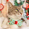 Holiday Cat Bow Tie - "Dear Santa" - Mint Christmas Santa Bow Tie for Cat / Elf, Elves, Reindeer, Snowman / Cat + Small Dog Bowtie