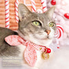 Cat Collar and Bunny Ear Bow Set - "Candy Christmas" - Pink Candy Cane Cat Collar w/ Matching Bunny Bow Tie / Girly Holiday / Cat, Kitten + Small Dog Sizes