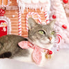 Cat Collar and Bunny Ear Bow Set - "Candy Christmas" - Pink Candy Cane Cat Collar w/ Matching Bunny Bow Tie / Girly Holiday / Cat, Kitten + Small Dog Sizes