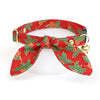 Cat Collar and Bunny Ear Bow Set - "Crimson Berry" - Red Holly Cat Collar w/ Matching Bunny Bow Tie / Christmas, Holiday / Cat, Kitten + Small Dog Sizes