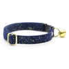 Cat Collar and Bunny Ear Bow Set - "Starry Night" - Blue & Gold Night Sky Cat Collar w/ Matching Bunny Bow Tie / Wedding, Winter, Solstice, Space, Stars, Hanukkah /  Cat, Kitten + Small Dog Sizes