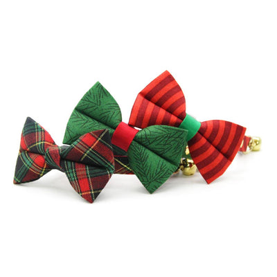 Bow Tie Cat Collar Set - "Telluride" - Rustic Christmas Holiday Plaid Cat Collar with Bow Tie / Cat, Kitten, Small Dog Sizes