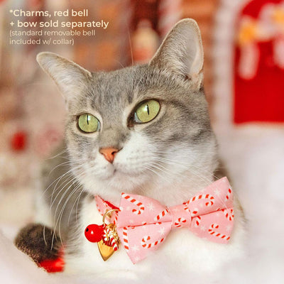 Holiday Cat Collar - "Candy Christmas" - Pink Candy Cane Cat Collar / Breakaway Buckle or Non-Breakaway / Cat, Kitten + Small Dog Sizes