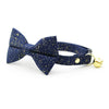 Cat Collar - "Starry Night" - Gold & Blue Cat Collar / Winter, Solstice, Hanukkah, Wedding, Space, Stars / Breakaway Buckle or Non-Breakaway / Cat, Kitten + Small Dog Sizes