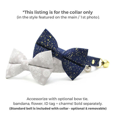 Cat Collar - "Starry Night" - Gold & Blue Cat Collar / Winter, Solstice, Hanukkah, Wedding, Space, Stars / Breakaway Buckle or Non-Breakaway / Cat, Kitten + Small Dog Sizes