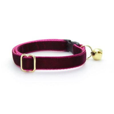 Cat Collar and Bunny Ear Bow Set - "Velvet - Merlot" - Burgundy Wine Velvet Cat Collar w/ Matching Bunny Bow Tie / Wedding + Birthday / Cat, Kitten + Small Dog Sizes