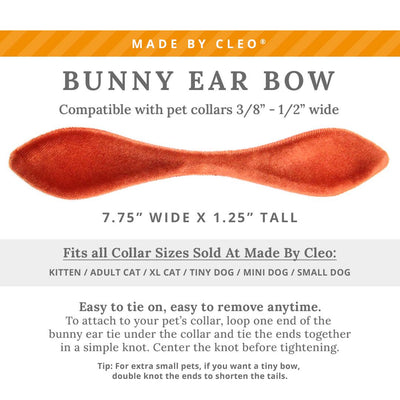 Cat Collar and Bunny Ear Bow Set - "Velvet - Roasted Pumpkin" - Copper Burnt Orange Velvet Cat Collar w/ Matching Bunny Bow Tie / Fall, Wedding + Birthday / Cat, Kitten + Small Dog Sizes