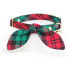 Cat Collar and Bunny Ear Bow Set - "Fireside" - Rustic Red & Green Holiday Plaid Cat Collar w/ Matching Bunny Bow Tie / Christmas / Cat, Kitten + Small Dog Sizes