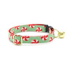 Cat Collar and Bunny Ear Bow Set - "Peppermint Twist" - Christmas Red & Green Holiday Cat Collar w/ Matching Bunny Bow Tie / Cat, Kitten + Small Dog Sizes