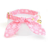 Cat Collar and Bunny Ear Bow Set - "Snowflakes - Sugar Pink" - Snow Pink Winter Cat Collar w/ Matching Bunny Bow Tie / Christmas Holiday / Cat, Kitten + Small Dog Sizes