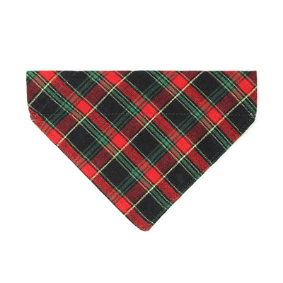 Holiday Plaid Cat Bandana - "Telluride" - Red Green Black Christmas Plaid Bandana for Cat + Small Dog / Slide-On Over the Collar Bandana