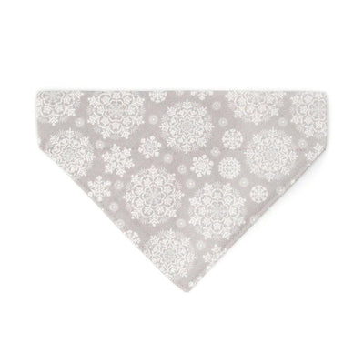 Cat Bandana - "Snowy Cottage" - Light Gray Snowflake Bandana Bandana for Cat + Small Dog / Winter, Christmas, Holiday, New Year / Slide-On Over the Collar Bandana