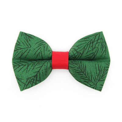 Holiday Cat Bow Tie - "Cedar Lodge" - Forest Pine Green Bow Tie for Cat / Christmas Tree / Cat + Small Dog Bowtie