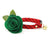 Cat Collar + Flower Set - "Festive Cranberry" - Red Striped Christmas Cat Collar w/ Clover Green Felt Flower (Detachable) / Cat, Kitten + Small Dog Sizes