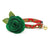 Cat Collar + Flower Set - "Crimson Berry" - Christmas Red Holly Cat Collar w/ Clover Green Felt Flower (Detachable) / Cat, Kitten + Small Dog Sizes