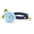 Cat Collar + Flower Set - "Starry Night" - Gold & Blue Cat Collar w/ Sky Blue Felt Flower (Detachable) / Cat, Kitten + Small Dog Sizes