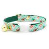 Cat Collar + Flower Set - "Dear Santa" - Christmas Elves, Reindeer & Santa Cat Collar w/ Scarlet Red Felt Flower (Detachable) / Cat, Kitten + Small Dog Sizes