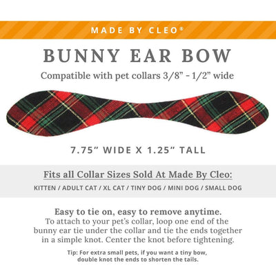 Cat Collar and Bunny Ear Bow Set - "Telluride" - Rustic Christmas Holiday Plaid Cat Collar w/ Matching Bunny Bow Tie / Cat, Kitten + Small Dog Sizes