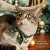 Cat Collar and Bunny Ear Bow Set - "Juniper" - Green & Gold Snowflake Cat Collar w/ Matching Bunny Bow Tie / Christmas, Holiday / Cat, Kitten + Small Dog Sizes