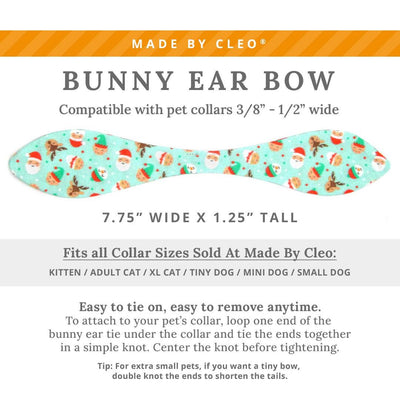 Cat Collar and Bunny Ear Bow Set - "Dear Santa" - Elf, Reindeer Santa Cat Collar w/ Matching Bunny Bow Tie / Christmas, Holiday / Cat, Kitten + Small Dog Sizes