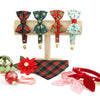 Cat Collar + Flower Set - "Festive Cranberry" - Red Striped Christmas Cat Collar w/ Clover Green Felt Flower (Detachable) / Cat, Kitten + Small Dog Sizes