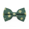 Bow Tie Cat Collar Set - "Juniper" - Green & Gold Snowflake Christmas Cat Collar with Bow Tie / Winter Holiday / Cat, Kitten, Small Dog Sizes