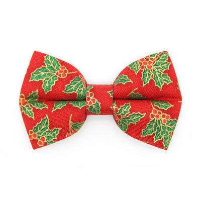 Bow Tie Cat Collar Set - "Crimson Berry" - Christmas Holiday Red Holly Cat Collar with Bow Tie / Cat, Kitten, Small Dog Sizes