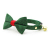 Bow Tie Cat Collar Set - "Cedar Lodge" -  Christmas Pine Green Cat Collar with Bow Tie / Holiday / Cat, Kitten, Small Dog Sizes