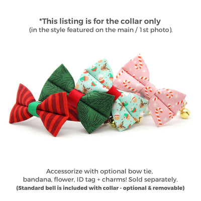 Holiday Cat Collar - "Candy Christmas" - Pink Candy Cane Cat Collar / Breakaway Buckle or Non-Breakaway / Cat, Kitten + Small Dog Sizes