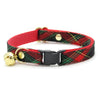 Holiday Cat Collar - "Telluride" - Red Green Black Christmas Plaid Cat Collar / Breakaway Buckle or Non-Breakaway / Cat, Kitten + Small Dog Sizes