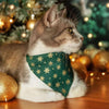 Holiday Cat Collar - "Juniper" - Green & Gold Snowflake Cat Collar / Christmas / Breakaway Buckle or Non-Breakaway / Cat, Kitten + Small Dog Sizes