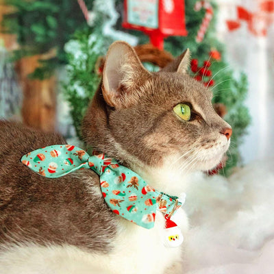 Christmas Cat Collar - "Dear Santa" - Mint Elves, Reindeer & Santa Cat Collar / Holiday / Breakaway Buckle or Non-Breakaway / Cat, Kitten + Small Dog Sizes