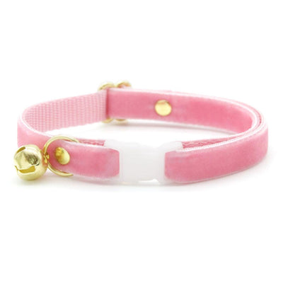 Cat Collar - "Velvet - Ballet Pink" - Classic Pink Velvet Cat Collar / Breakaway Buckle or Non-Breakaway / Cat, Kitten + Small Dog Sizes