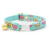 Cat Collar and Bunny Ear Bow Set - "Conversation Hearts - Mint" - Valentine's Day Candy Hearts Cat Collar w/ Matching Bunny Bow Tie / Tie-On Scarf / Cat, Kitten + Small Dog Sizes